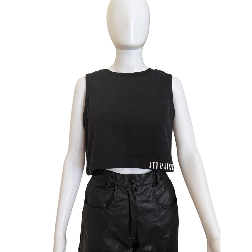 AllSaints Black Lila Crop Sweat Tank Top Size US 6